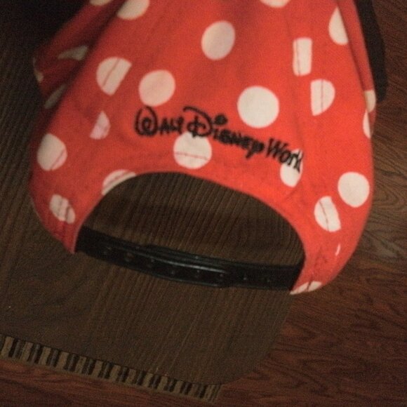 WALT DISNEY WORLD PARKS Exclusive MINNIE MOUSE Red Polka Dot Ears Baseball Hat - Picture 2 of 3